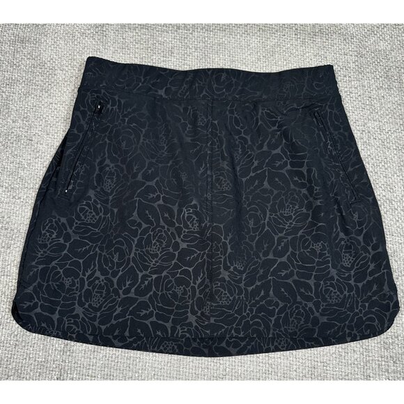 Orvis Skort Womens Small Black Floral‎ Pattern Stretch Lined Athletic Pockets - Picture 1 of 9